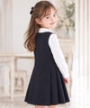 子供服 女の子 日本製ウエスト切り替えタックワンピース ネイビー(06) モデル画像3