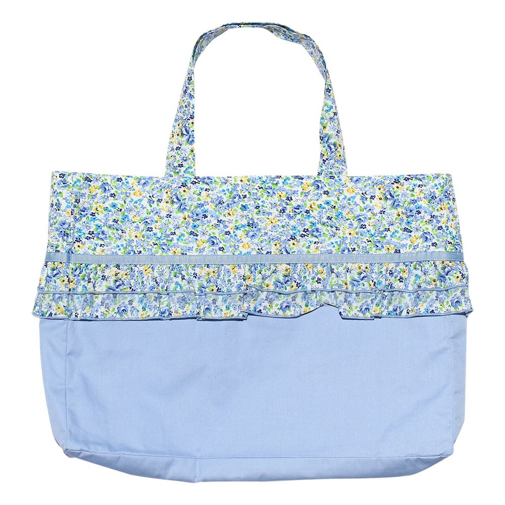 子供服 女の子 花柄フリルリボン付きトートバッグ ブルー(61) 背面