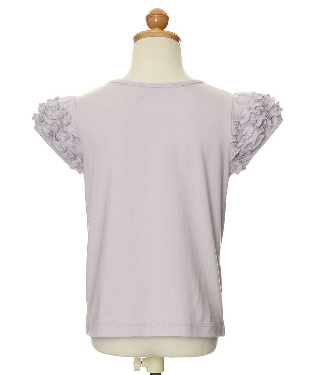 子供服 女の子 お花モチーフ＆ティーカップ刺繍フリル袖Tシャツ パープル(91) トルソー背面