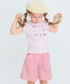 子供服 女の子 綿100％アクセサリー小物プリントTシャツ ピンク(02) モデル画像アップ