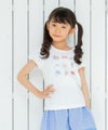 子供服 女の子 綿100％アクセサリー小物プリントTシャツ オフホワイト(11) モデル画像4