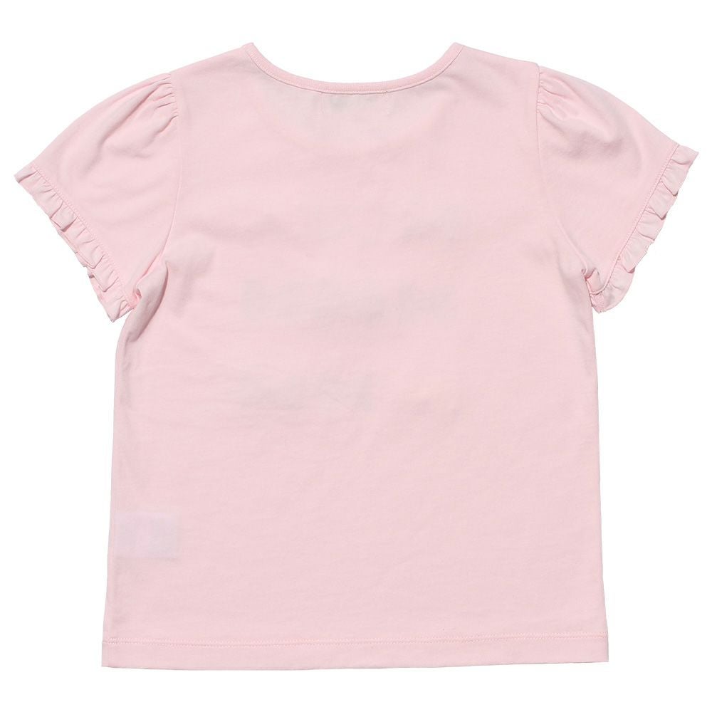 子供服 女の子 綿100％リボンモチーフフリル袖Tシャツ ピンク(02) 背面