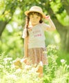 子供服 女の子 綿100％リボンプリント＆リボン付きラインストーンフリル袖 ピンク(02) モデル画像1
