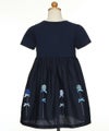 子供服 女の子 花モチーフ＆リボンつきワンピース ネイビー(06) トルソー背面