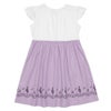 ベビー服 女の子 ストライプ柄音符プリント襟付きドッキングワンピース パープル(91) 背面