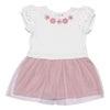 ベビー服 女の子 ベビーサイズお花つきフリル袖ワンピース ピンク(02) 正面
