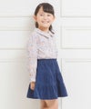 子供服 女の子 小花柄ギャザー襟付きフリル袖ブラウス ブルー(61) モデル画像2