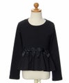 子供服 女の子 リボンつきギャザーフリルTシャツ ブラック(00) トルソー正面