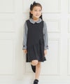 子供服 女の子 リボン付きギャザーワンピース ブラック(00) モデル画像2