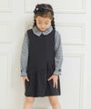 子供服 女の子 リボン付きギャザーワンピース ブラック(00) モデル画像4