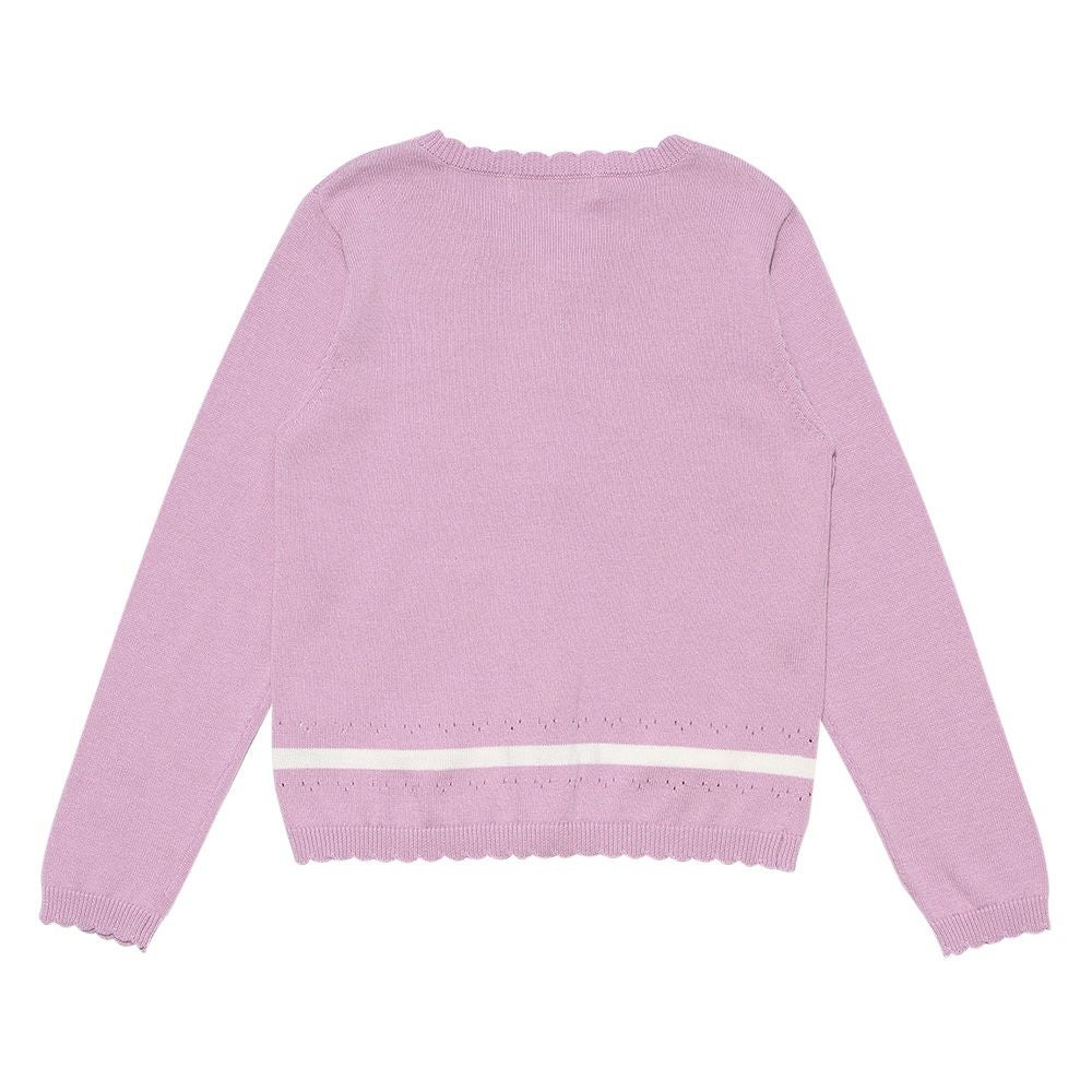 子供服 女の子 綿100％ライン＆リボン付きカーディガン パープル(91) 背面