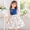 子供服 女の子 日本製ウエスト切替え花柄 リボン付きワンピース