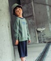 ベビー服 男の子 綿100％サッカーチームプリント裏毛トレーナー グリーン(08)　モデル画像
