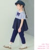 子供服 女の子 ストレッチツイル素材　リボンつき７分丈パンツ