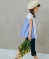 子供服 女の子 ストレッチツイル素材　リボンつき７分丈パンツ