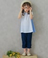 子供服 女の子 ストレッチツイル素材　リボンつき７分丈パンツ