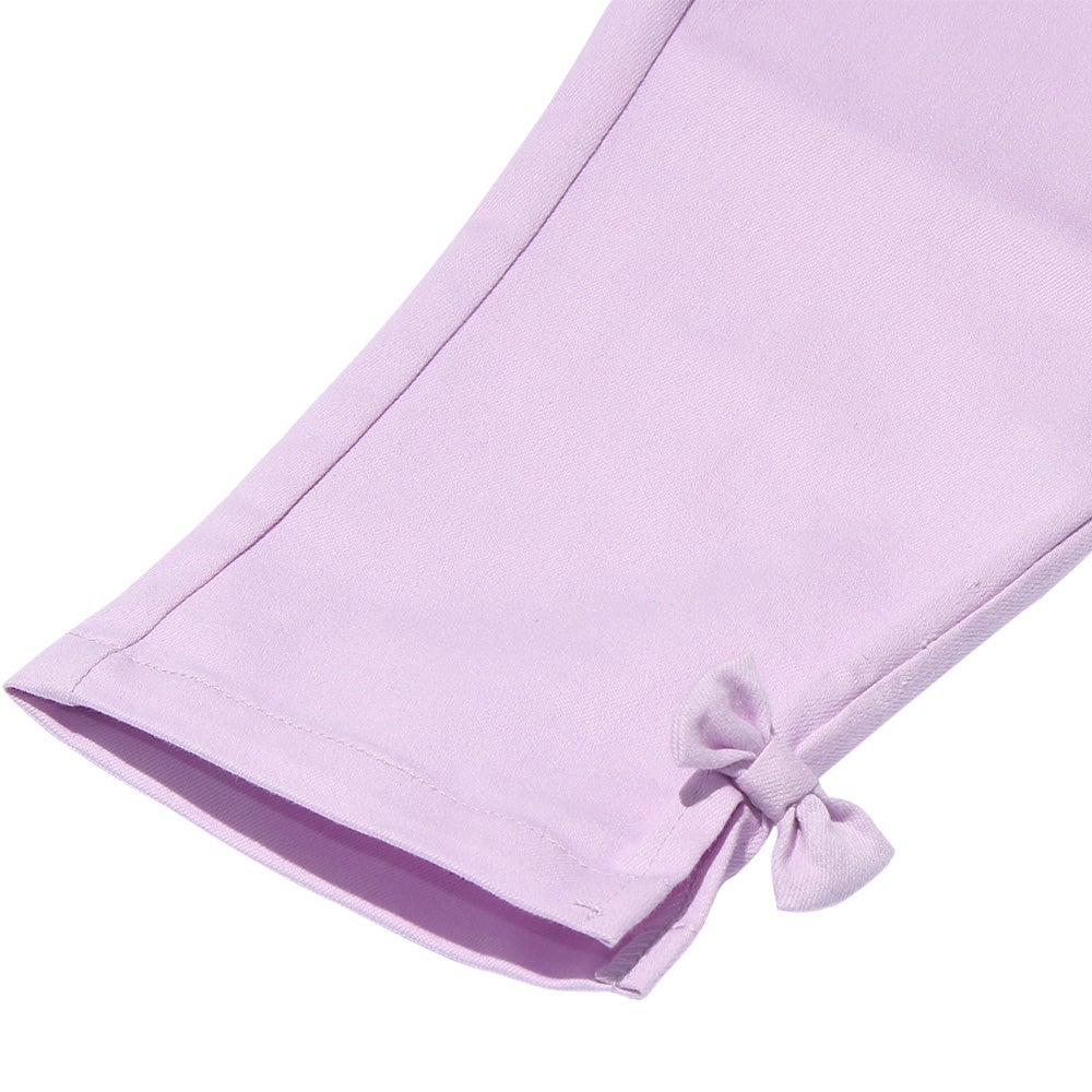 子供服 女の子 ストレッチツイル素材　リボンつき７分丈パンツ パープル(91) デザインポイント2