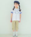 子供服 女の子 ストレッチツイル素材　リボンつき７分丈パンツ