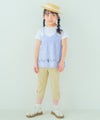 子供服 女の子 ストレッチツイル素材　リボンつき７分丈パンツ