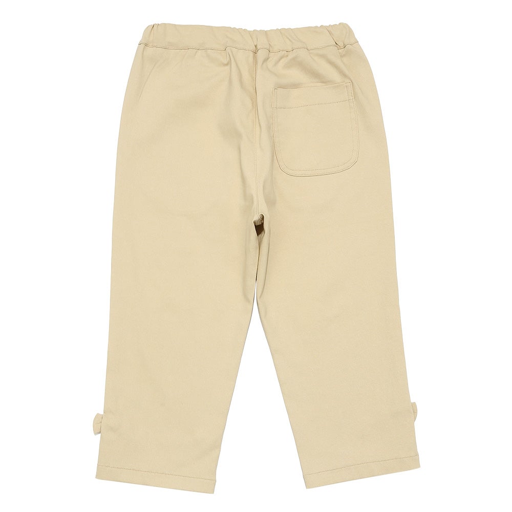 子供服 女の子 ストレッチツイル素材　リボンつき７分丈パンツ