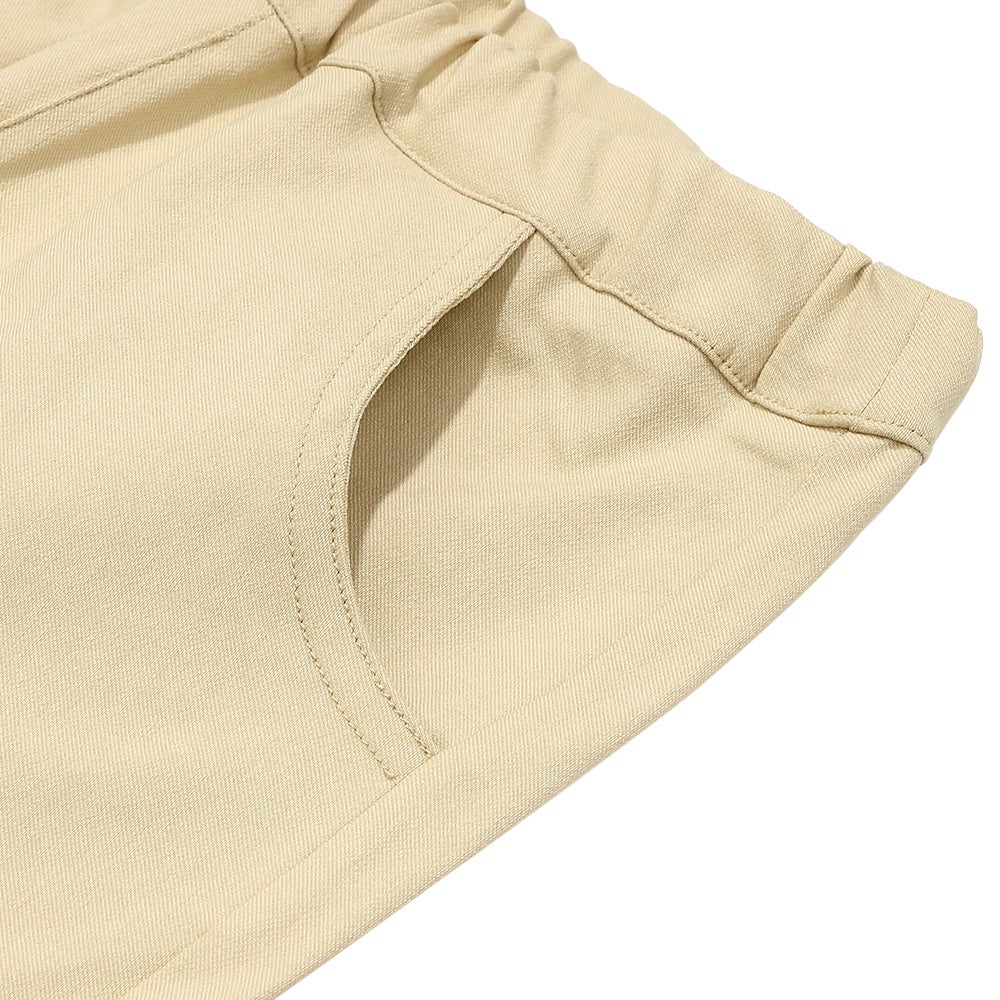 子供服 女の子 ストレッチツイル素材　リボンつき７分丈パンツ ベージュ(51) デザインポイント1