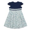 子供服 女の子 日本製リボつき花柄タックワンピース ネイビー(06) 背面
