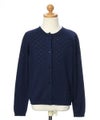 子供服 女の子 綿100％アイレット編みカーディガン ネイビー(06) トルソー正面