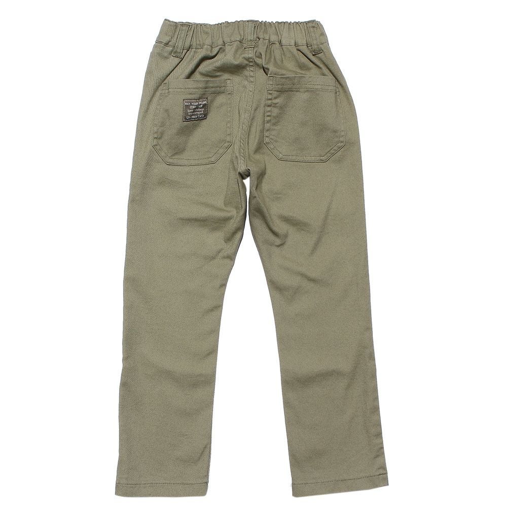 子供服 女の子 男の子 男女兼用ストレッチツイル　ベイカーパンツ カーキ(82) 背面