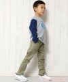 子供服 女の子 男の子 男女兼用ストレッチツイル　ベイカーパンツ カーキ(82) モデル画像1