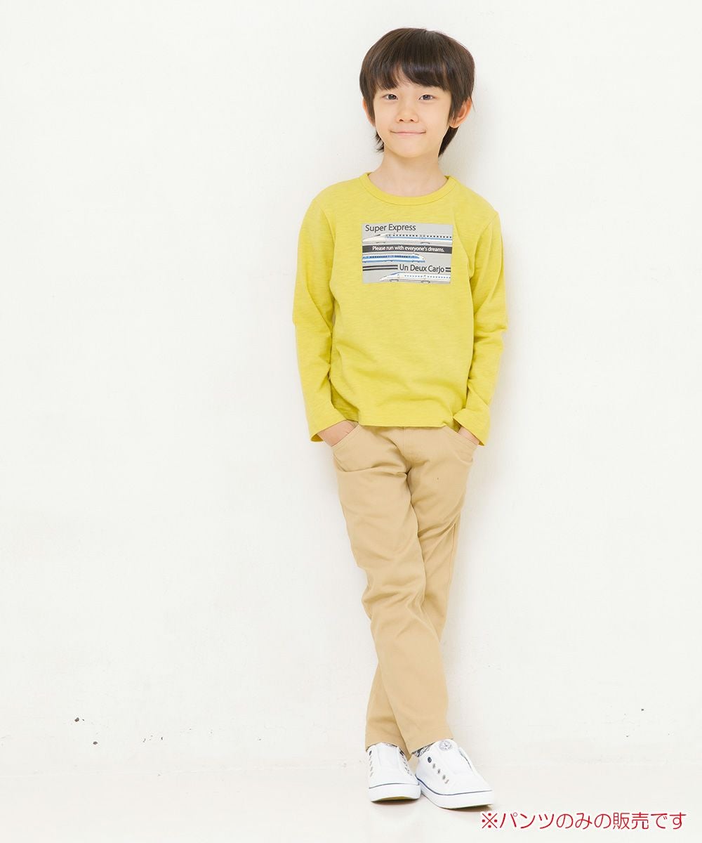 子供服 男の子 刺繍付きストレッチツイル10分丈パンツ ベージュ(51) モデル画像全身