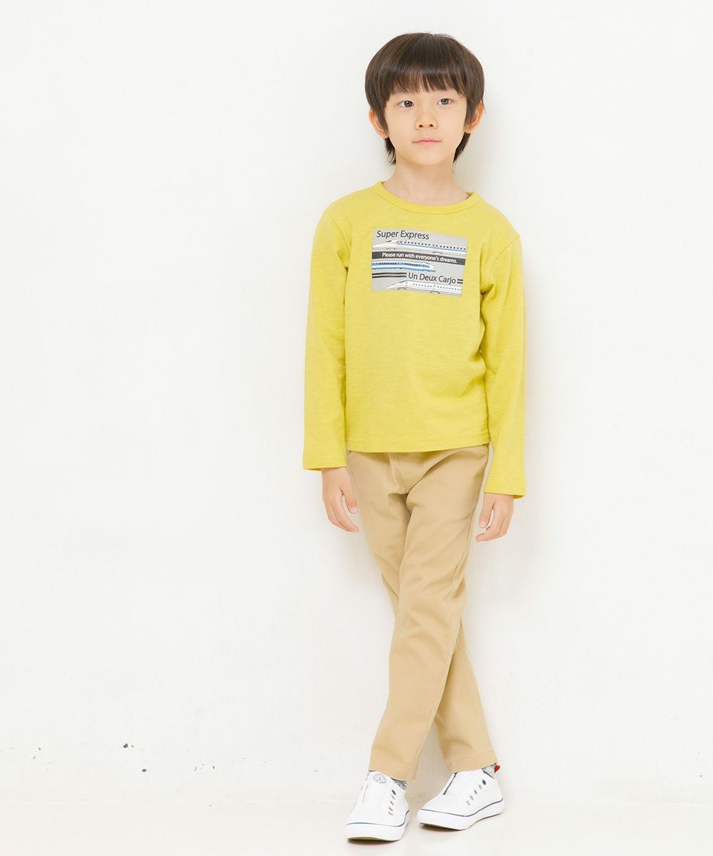 子供服 男の子 刺繍付きストレッチツイル10分丈パンツ ベージュ(51) モデル画像2