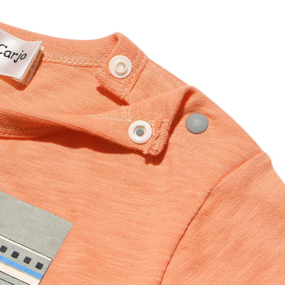 ベビー服 男の子 ベビーサイズ綿100％乗り物シリーズ電車プリントTシャツ オレンジ(07) デザインポイント2