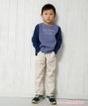 子供服 男の子 綿100％ロゴプリントTシャツ パープル(91) モデル画像全身