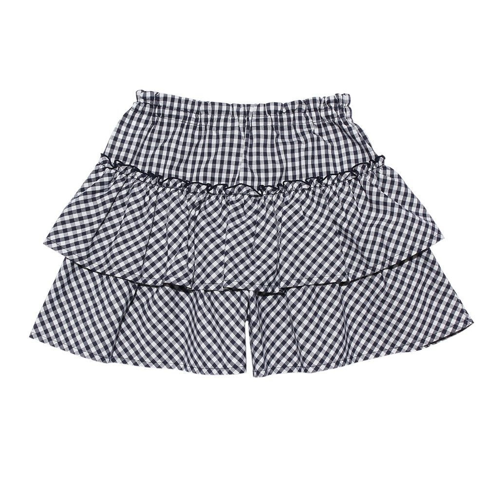 子供服 女の子 ギンガムチェック柄キュロットパンツ ネイビー(06) 背面