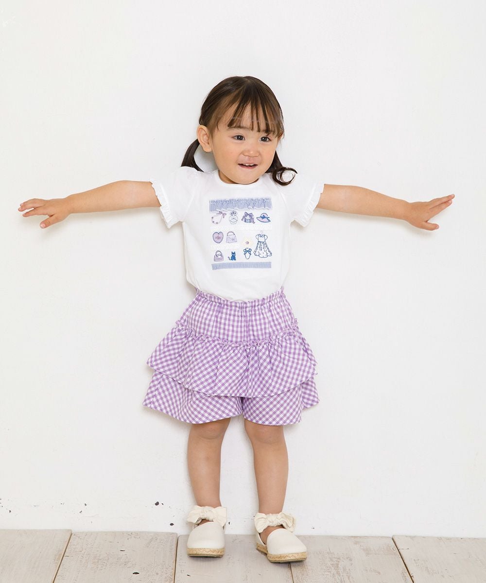 ベビー服 女の子 綿100％お洋服屋さん刺繍Tシャツ オフホワイト(11) モデル画像4