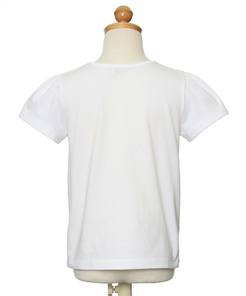 子供服 女の子 綿100％リボン付き音符＆女の子モチーフTシャツ オフホワイト(11) トルソー背面