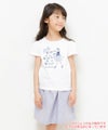 子供服 女の子 綿100％リボン付き音符＆女の子モチーフTシャツ オフホワイト(11) モデル画像1