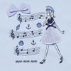 子供服 女の子 綿100％リボン付き音符＆女の子モチーフTシャツ ブルー(61) デザインポイント1