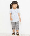 ベビー服 女の子 ベビーサイズ綿100％音符＆リボンモチーフ付きTシャツ ブルー(61) モデル画像4