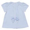 ベビー服 女の子 綿100％ベビーサイズリボン付きボタニカルお花モチーフプリントTシャツ ブルー(61) 背面