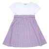 子供服 女の子 ギンガムチェック柄リボン付きギャザーワンピース パープル(91) 正面