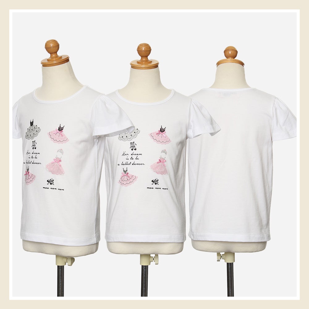 子供服 女の子 綿100％バレエプリントTシャツ