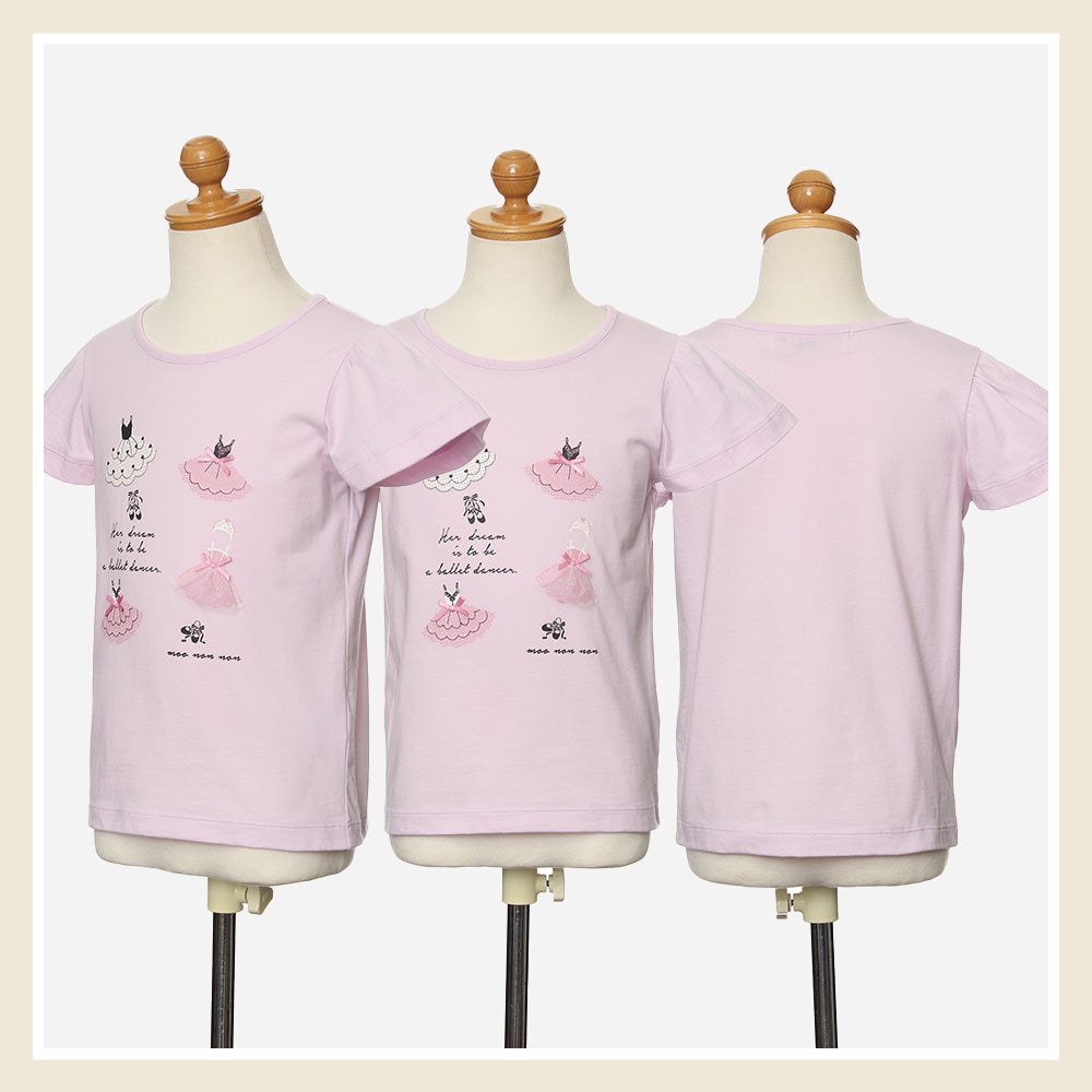 子供服 女の子 綿100％バレエプリントTシャツ