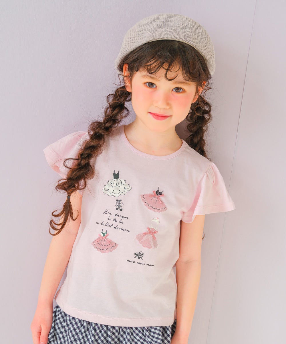 子供服 女の子 綿100％バレエプリントTシャツ