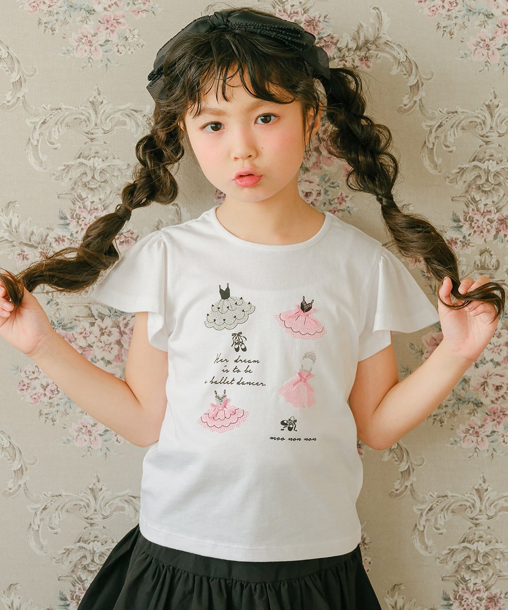 子供服 女の子 綿100％バレエプリントTシャツ