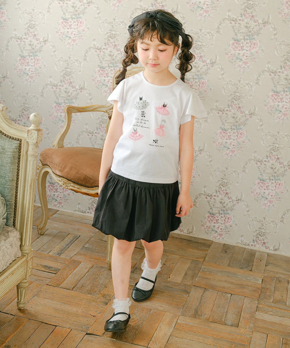 子供服 女の子 綿100％バレエプリントTシャツ