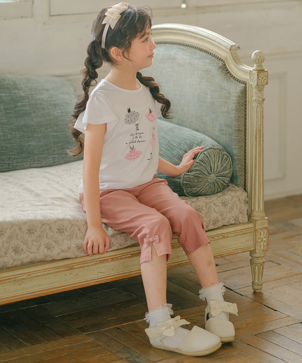 子供服 女の子 綿100％バレエプリントTシャツ