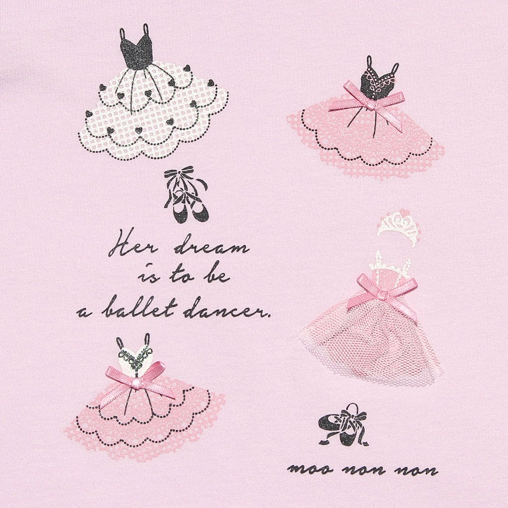 子供服 女の子 綿100％バレエプリントTシャツ