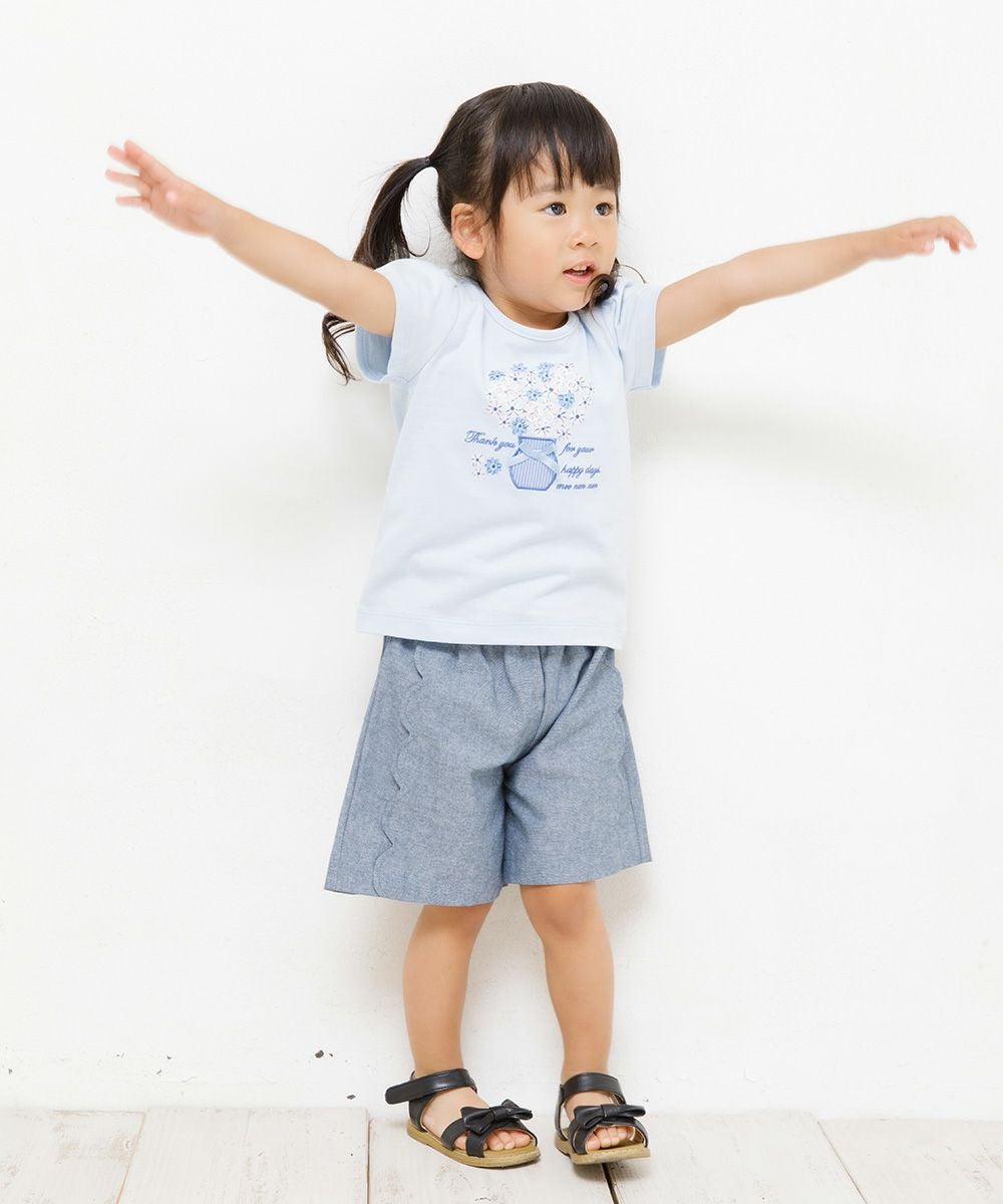 ベビー服 男の子 ベビーサイズ綿100％花モチーフプリントTシャツ ブルー(61) モデル画像2