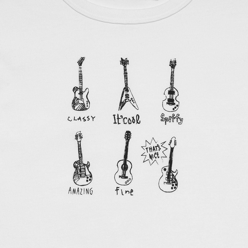 子供服 男の子 綿100％ギタープリント楽器シリーズTシャツ オフホワイト(11) デザインポイント1